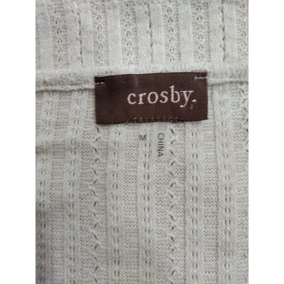 Ribbed Beige Knit Top With Keyhole & Ring Detail By Crosby M. NWT. - Picture 3 of 8